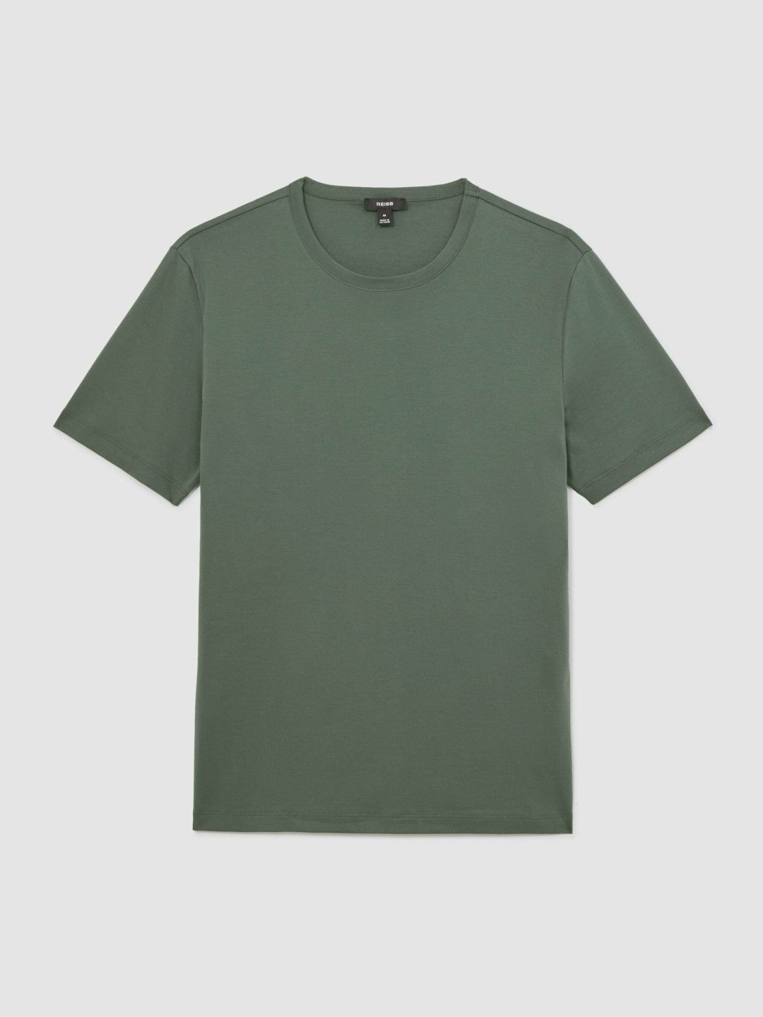 Reiss | Airwater-Cotton Crew-Neck T-Shirt in Kale Green