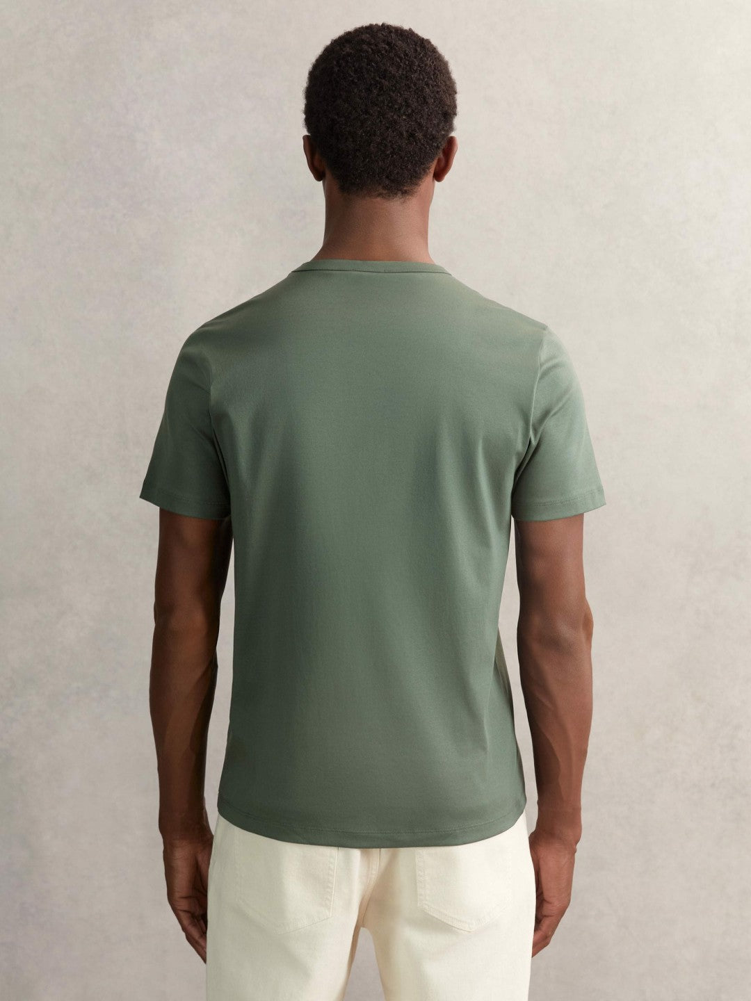 Reiss | Airwater-Cotton Crew-Neck T-Shirt in Kale Green