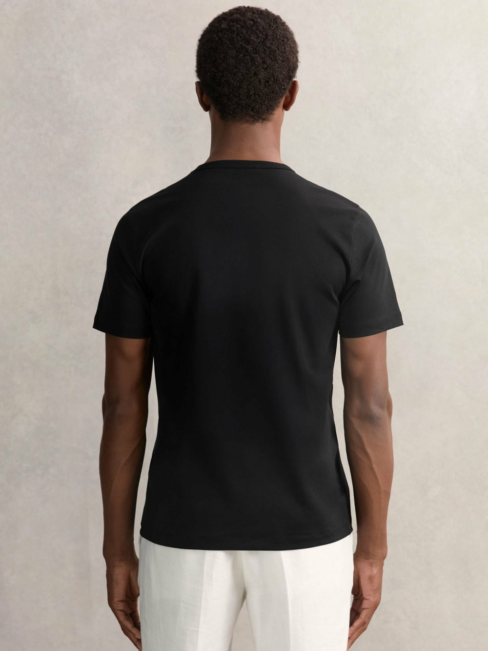 Reiss | Airwater-Cotton Crew-Neck T-Shirt in Black