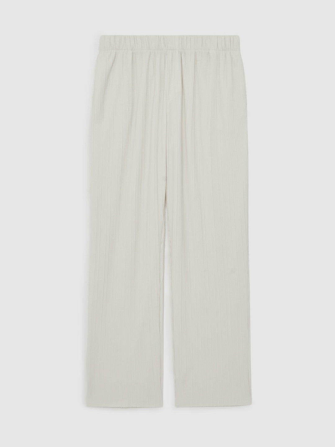 Reiss | Plissé Wide Leg Trousers in Off White