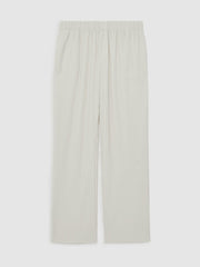 Reiss | Plissé Wide Leg Trousers in Off White