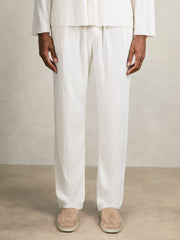 Reiss | Plissé Wide Leg Trousers in Off White
