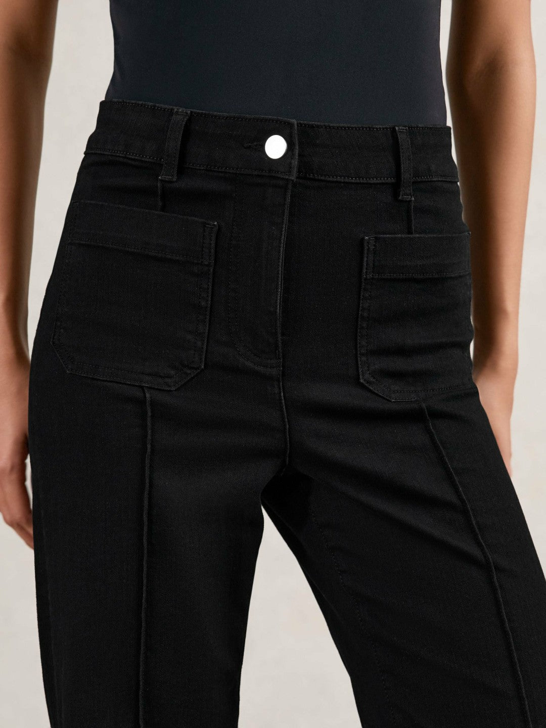 Reiss | Petite Patch-Pocket Flared Jeans in Black