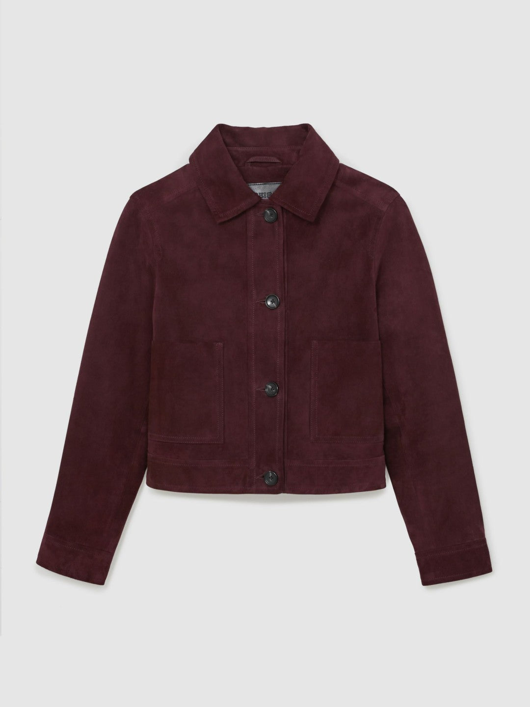 Reiss | Suede Button Through Jacket in Burgundy