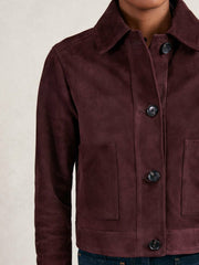 Reiss | Suede Button Through Jacket in Burgundy