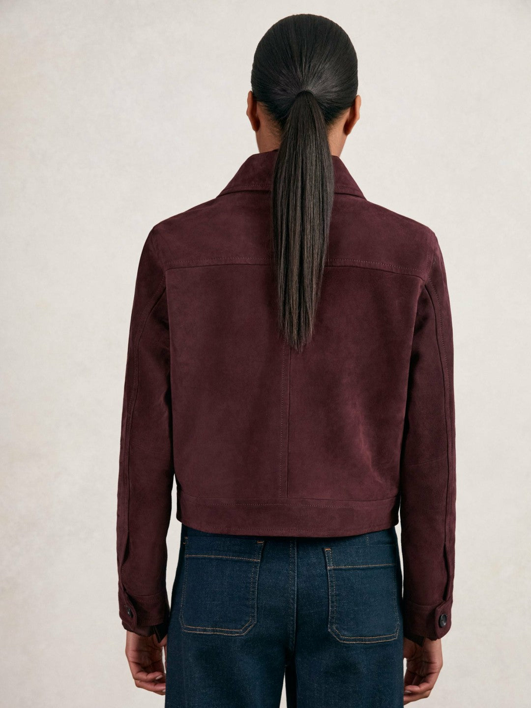 Reiss | Suede Button Through Jacket in Burgundy