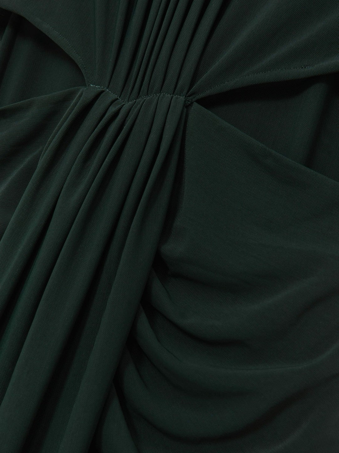 Reiss | Petite Ruched Long-Sleeve Maxi Dress in Dark Green