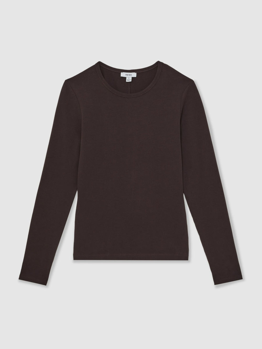 Reiss | Cotton Crew-Neck Long-Sleeve T-Shirt With Stretch in Plum Purple