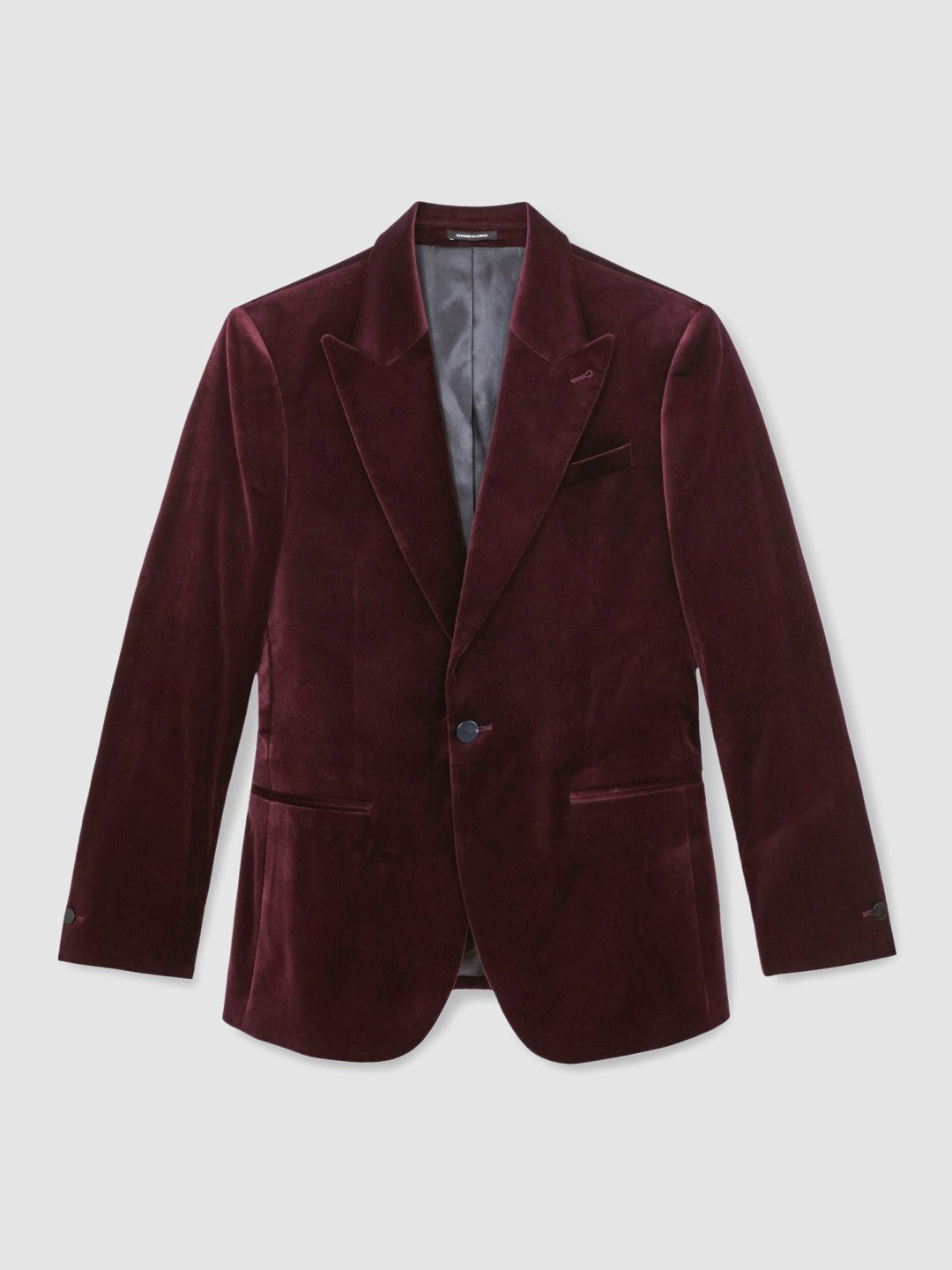 Reiss | Single-Breasted Velvet Blazer Regular-Fit in Bordeaux