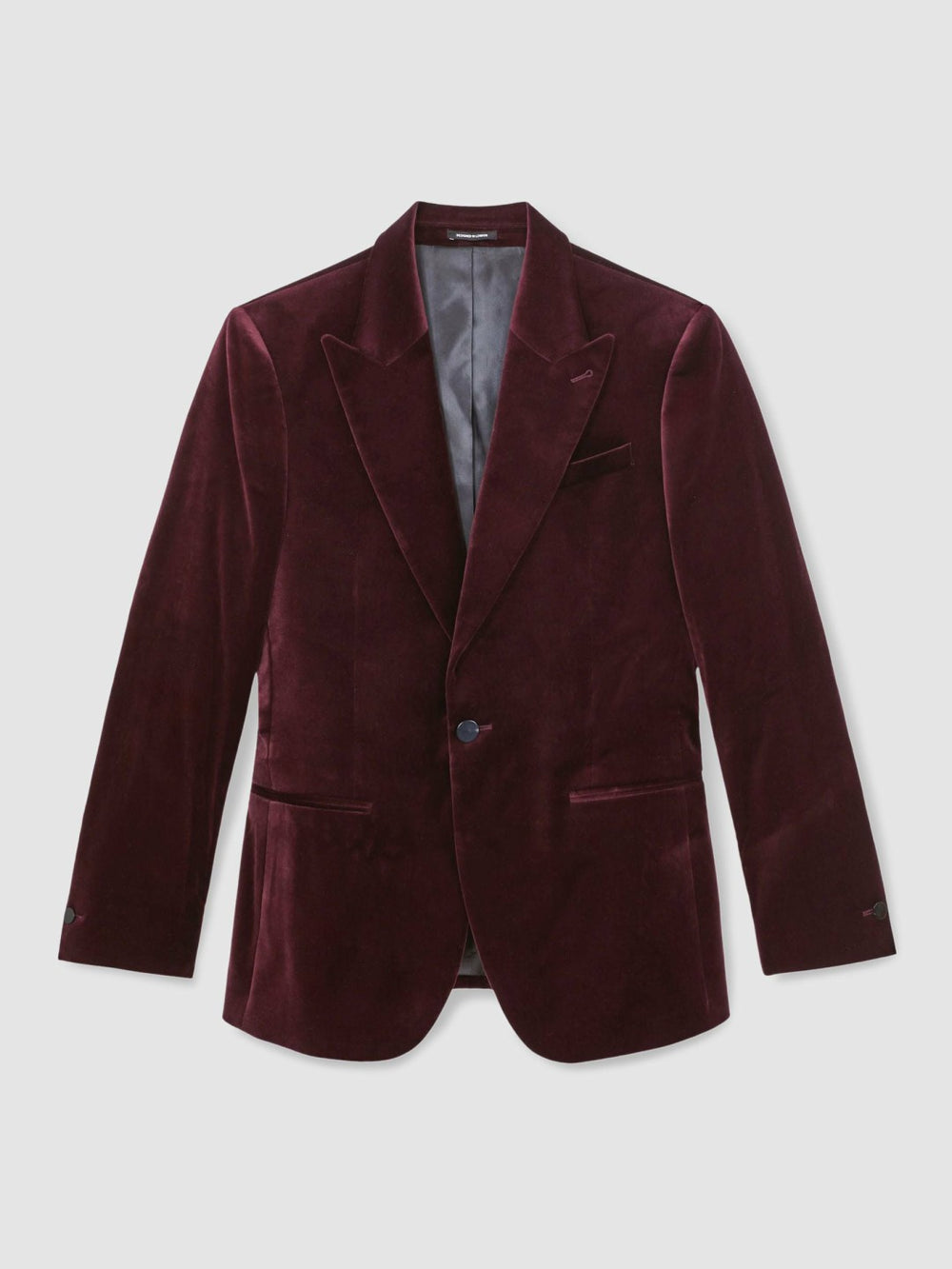 Reiss | Single-Breasted Velvet Blazer Regular-Fit in Bordeaux