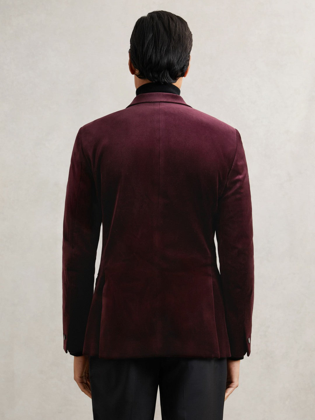 Reiss | Single-Breasted Velvet Blazer Regular-Fit in Bordeaux
