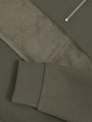 Reiss | 3-9 yrs Slim Fit Half-Zip Funnel Neck Velour Sweatshirt in Dark Sage Green