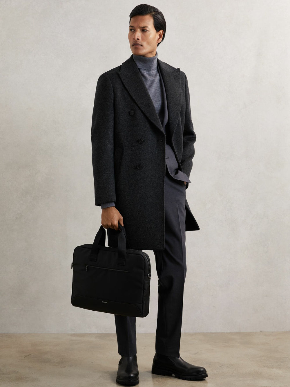 Reiss | Woven Briefcase in Black