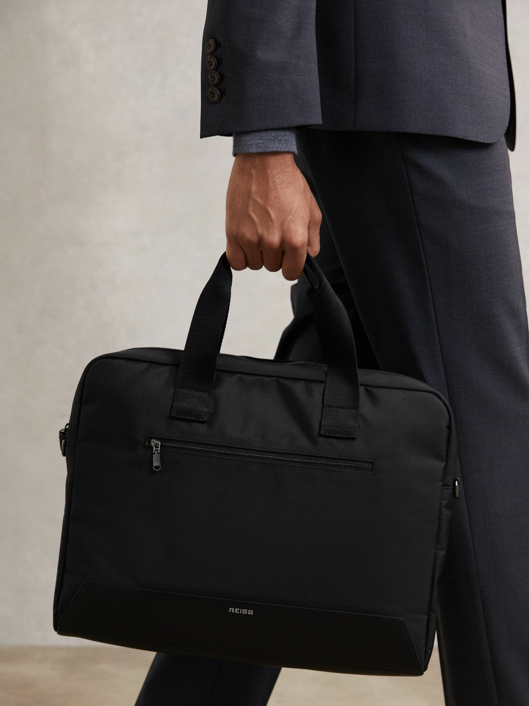 Reiss | Woven Briefcase in Black