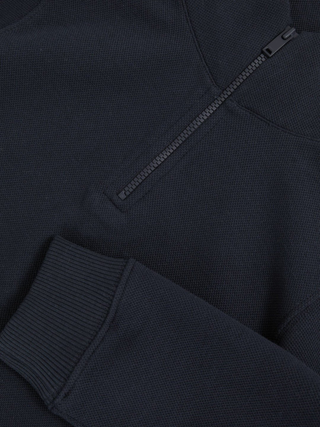 Reiss | 9-13 yrs Textured Half-Zip Sweatshirt with Cotton in Navy