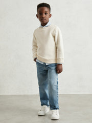 Reiss | 13-14 yrs Cotton-Blend Textured Sweatshirt in Off White