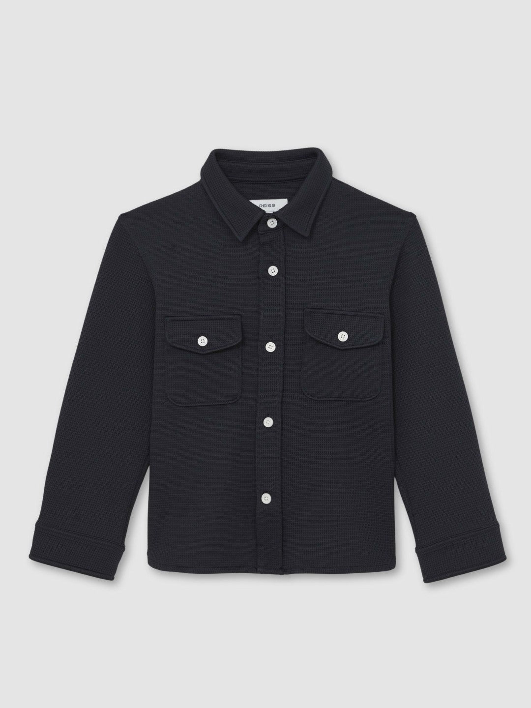 Reiss | 3-9 yrs Waffle-Textured Twin-Pocket Overshirt in Navy