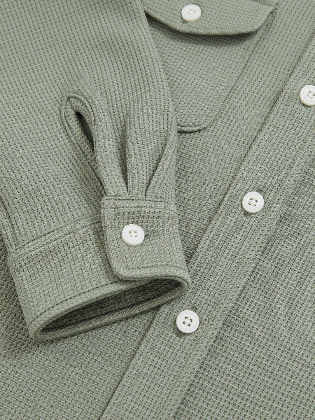 Reiss | 9-13 yrs Waffle-Textured Twin-Pocket Overshirt in Sage
