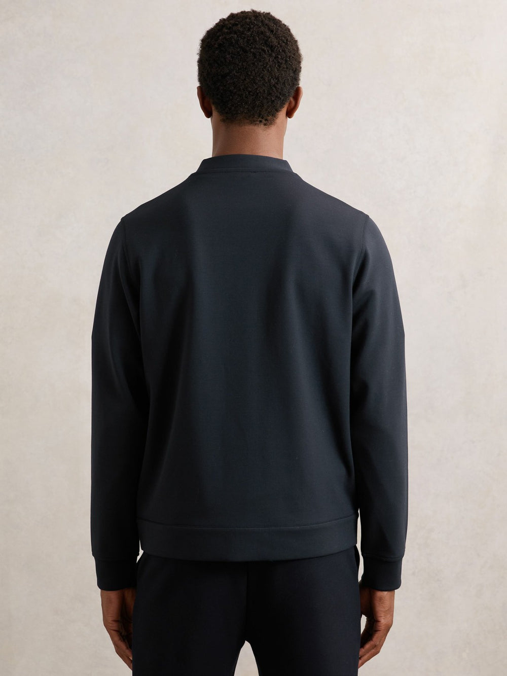 Reiss | V-Neck Interlock Jersey Cardigan in Navy