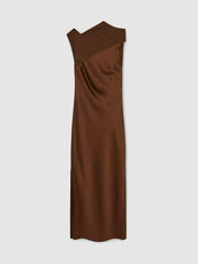 Reiss | Petite Back Detail Midi Dress in Bronze