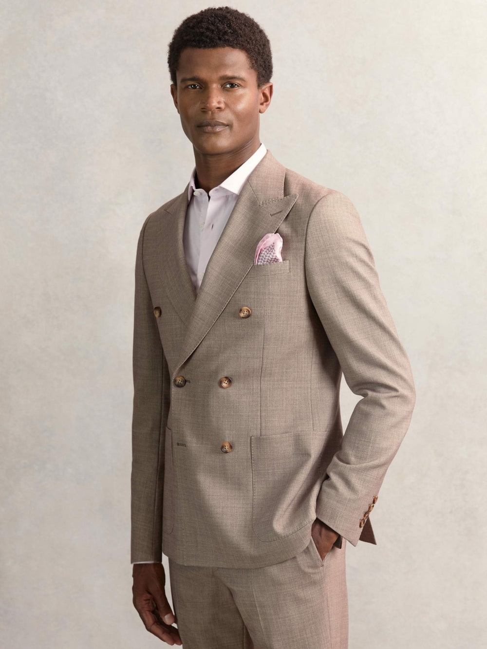 Reiss | Geo Chain Detail Pocket Square in Soft Pink