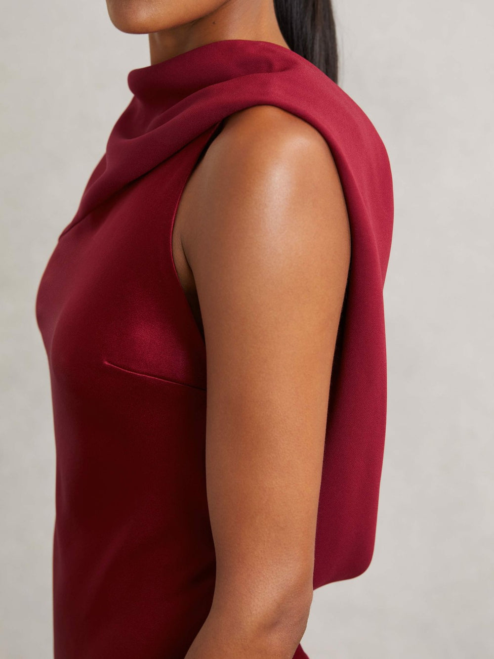 Reiss | Petite Back Detail Midi Dress in Red