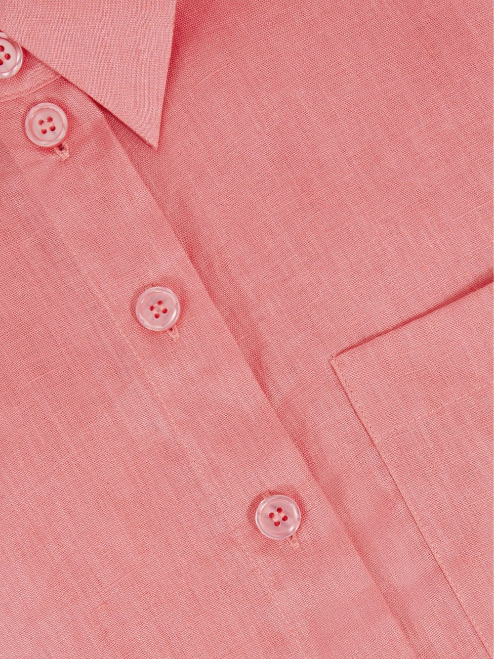 Reiss | Oversize Linen Cropped Shirt in Pink