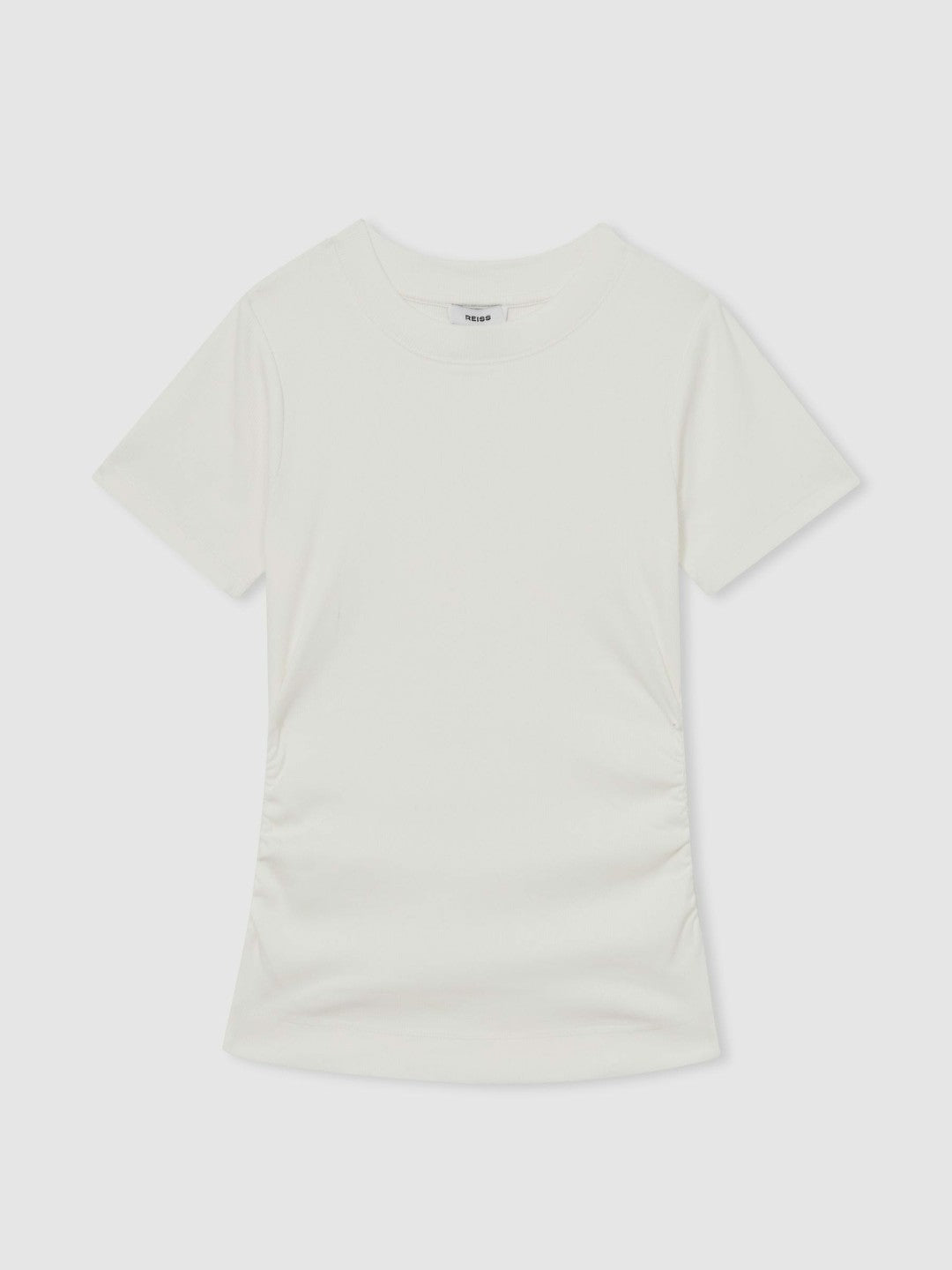 Reiss | Stretch-Cotton Ruched Ribbed T-Shirt in White