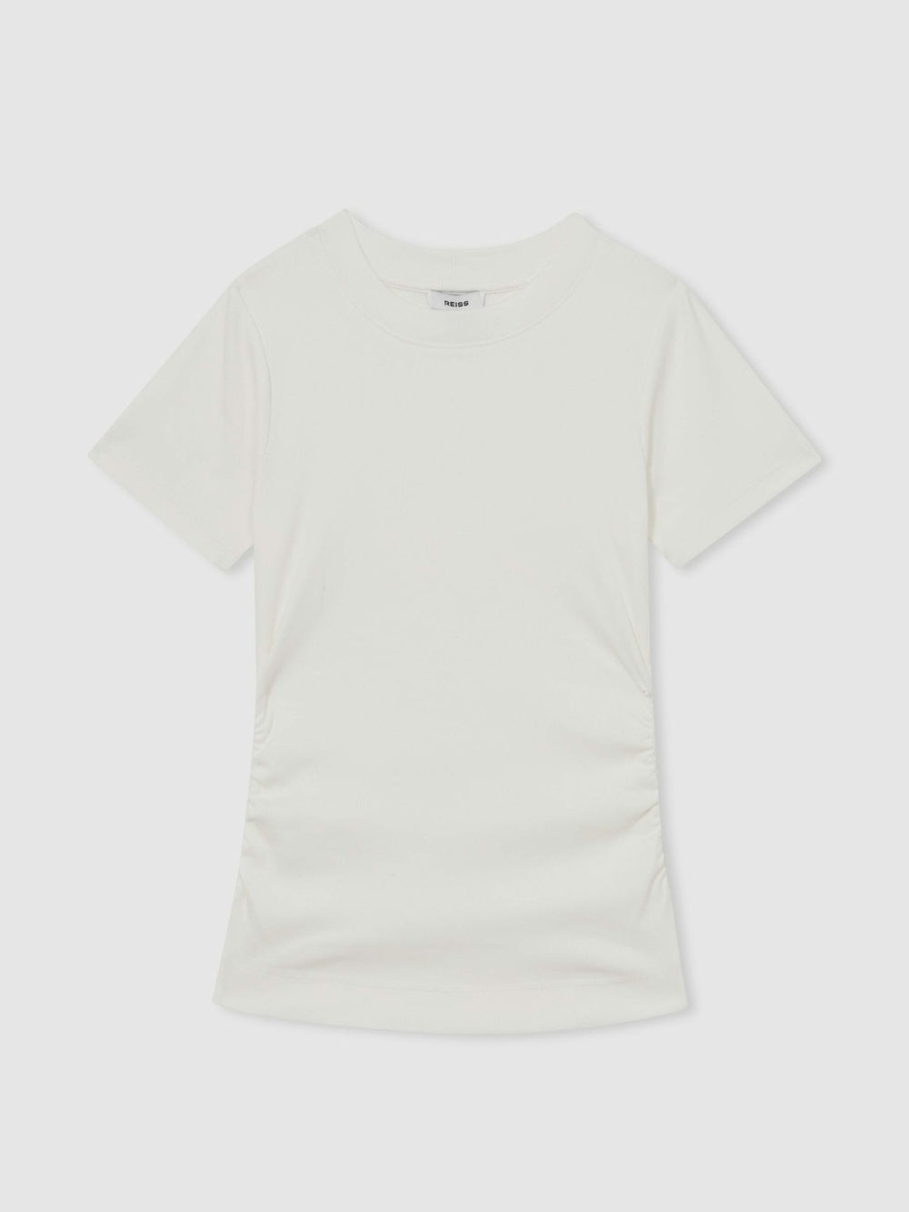 Reiss | Stretch-Cotton Ruched Ribbed T-Shirt in White