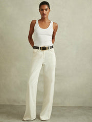 Reiss | Stretch-Cotton Ribbed Vest in White