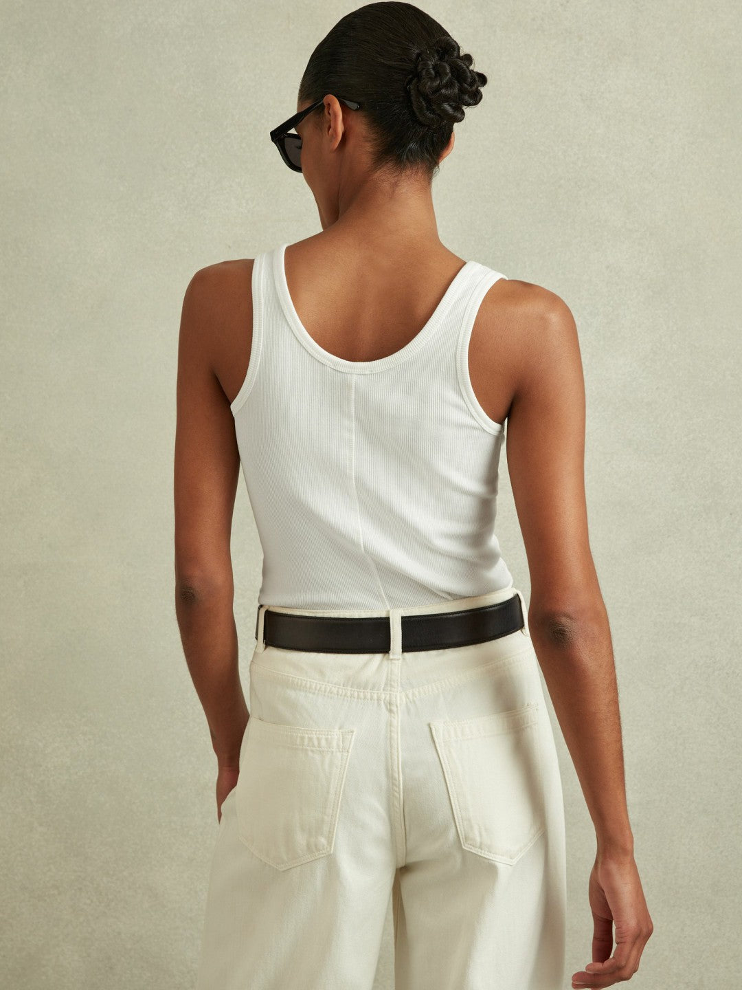 Reiss | Stretch-Cotton Ribbed Vest in White