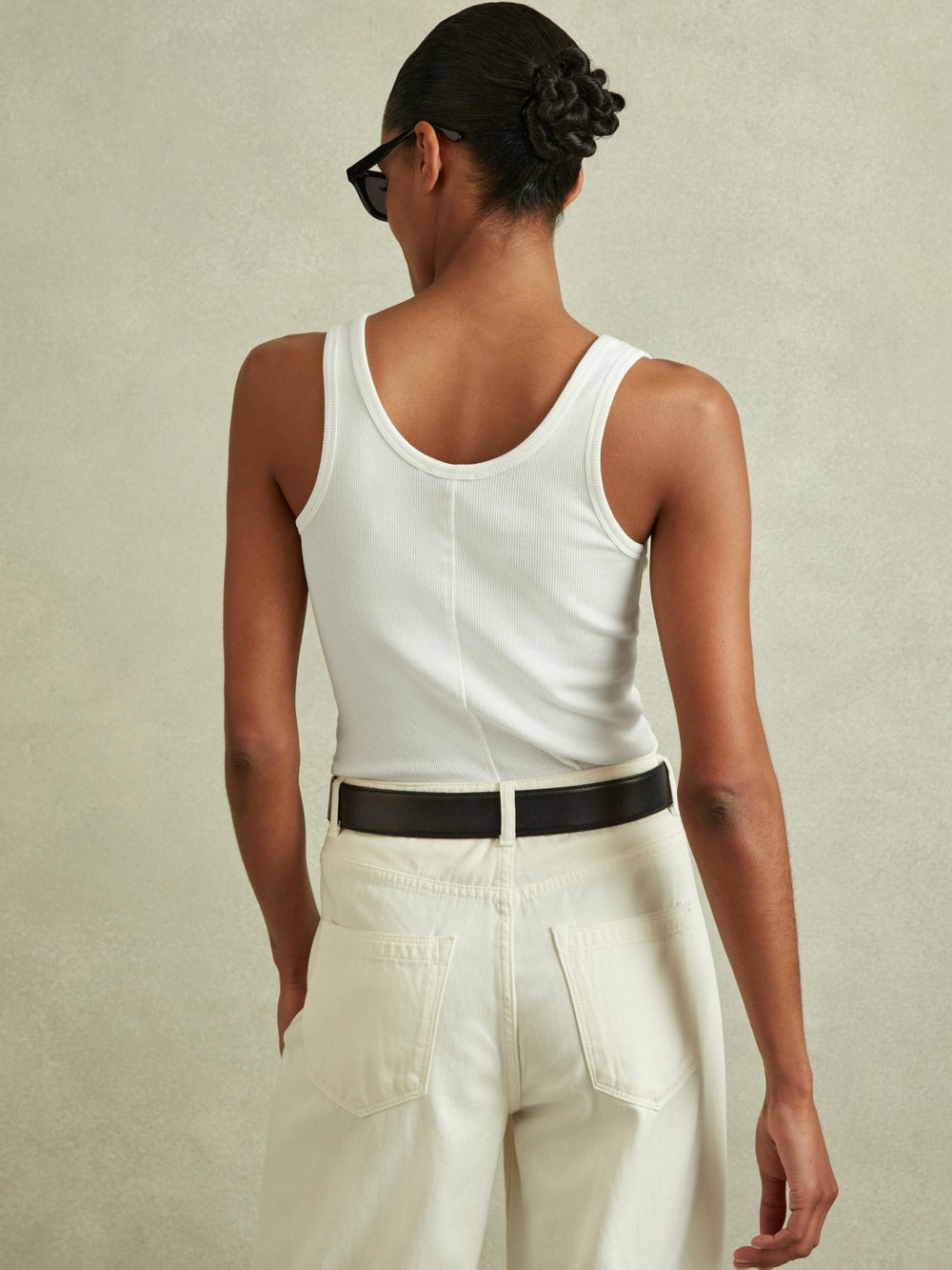 Reiss | Stretch-Cotton Ribbed Vest in White
