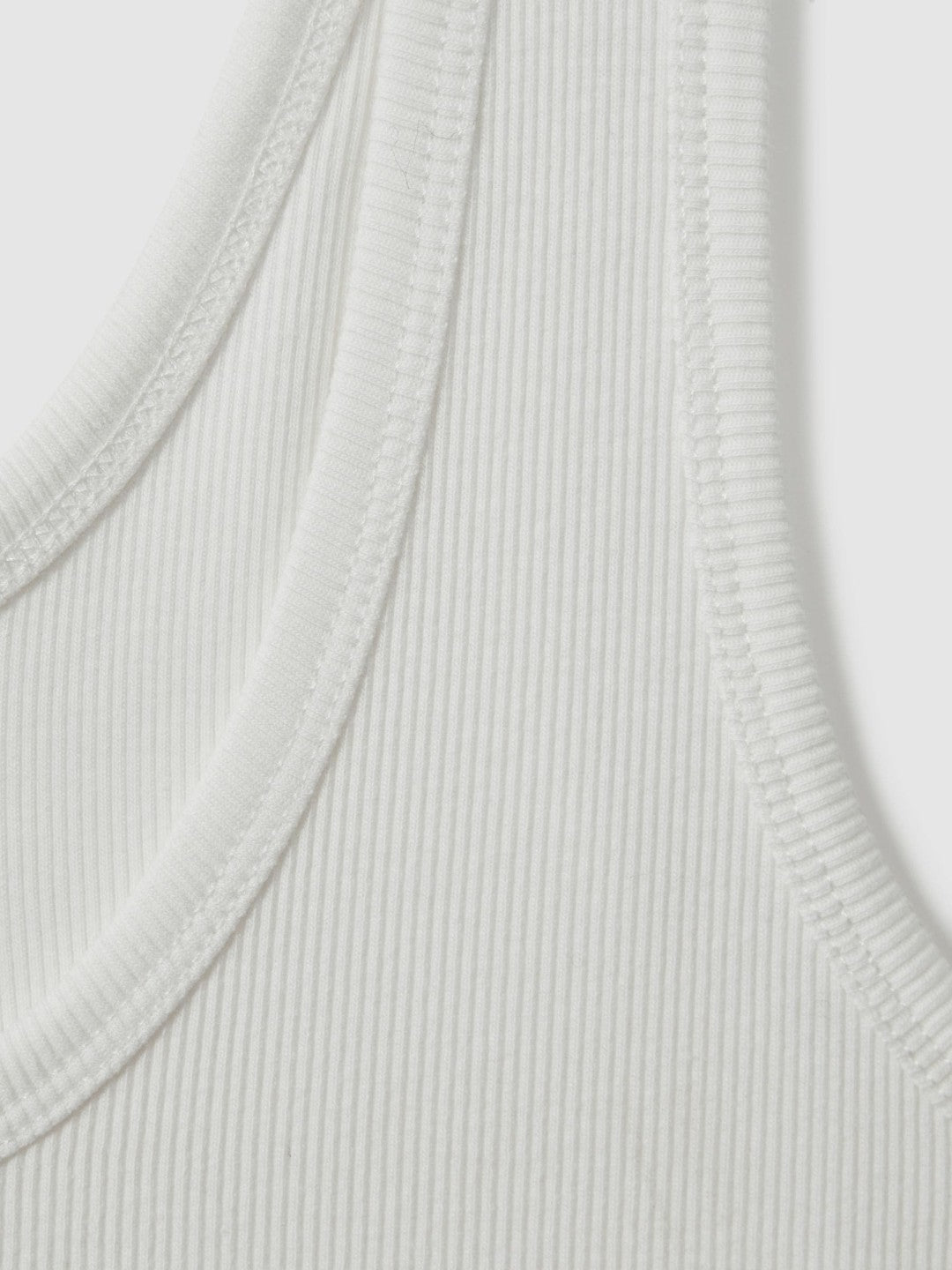 Reiss | Stretch-Cotton Ribbed Vest in White