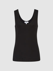 Reiss | Stretch-Cotton Ribbed Vest in Black