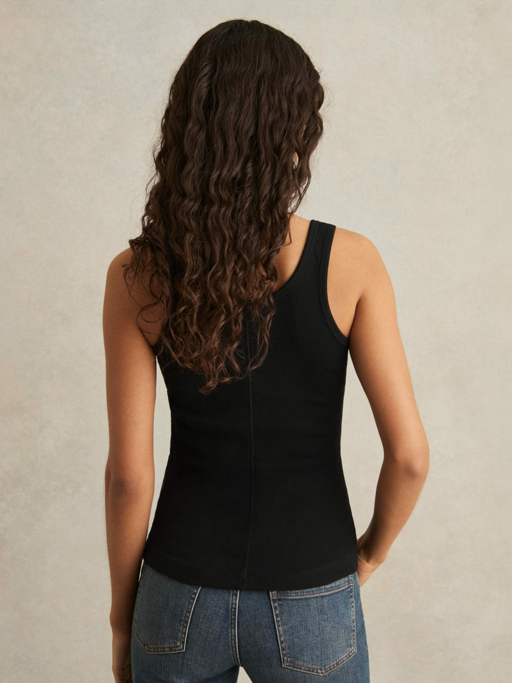 Reiss | Stretch-Cotton Ribbed Vest in Black