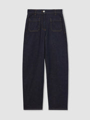 Reiss | Petite Straight Leg Patch Pocket Jeans in Dark Blue