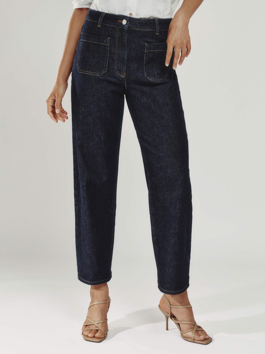 Reiss | Petite Straight Leg Patch Pocket Jeans in Dark Blue