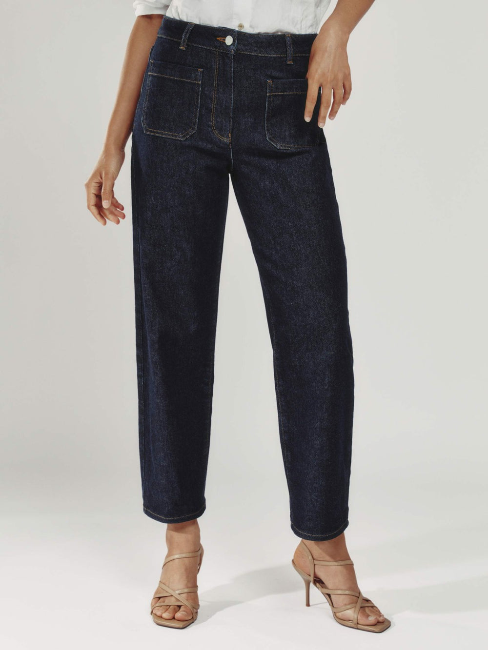 Reiss | Petite Straight Leg Patch Pocket Jeans in Dark Blue