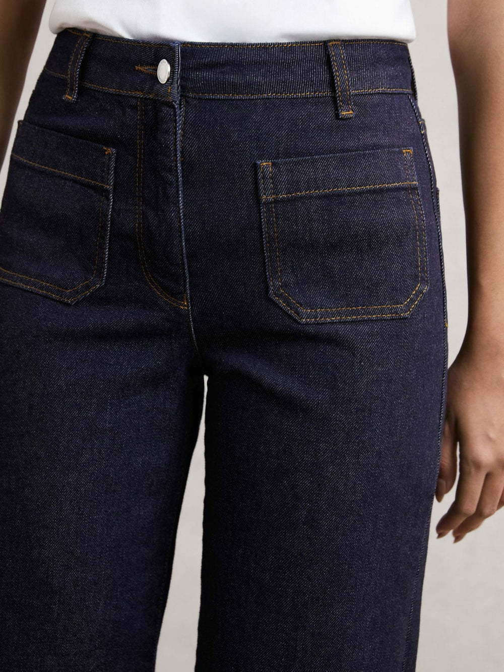 Reiss | Petite Straight Leg Patch Pocket Jeans in Dark Blue