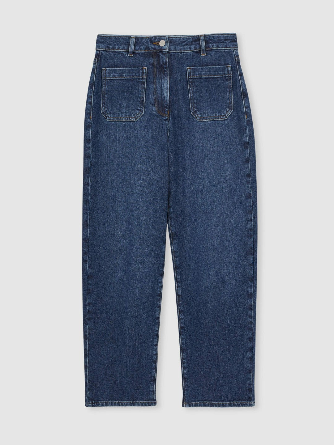 Reiss | Petite Straight Leg Patch Pocket Jeans in Mid Blue