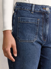 Reiss | Petite Straight Leg Patch Pocket Jeans in Mid Blue