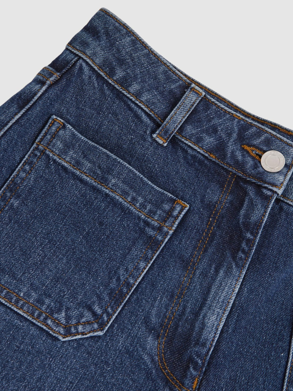 Reiss | Petite Straight Leg Patch Pocket Jeans in Mid Blue