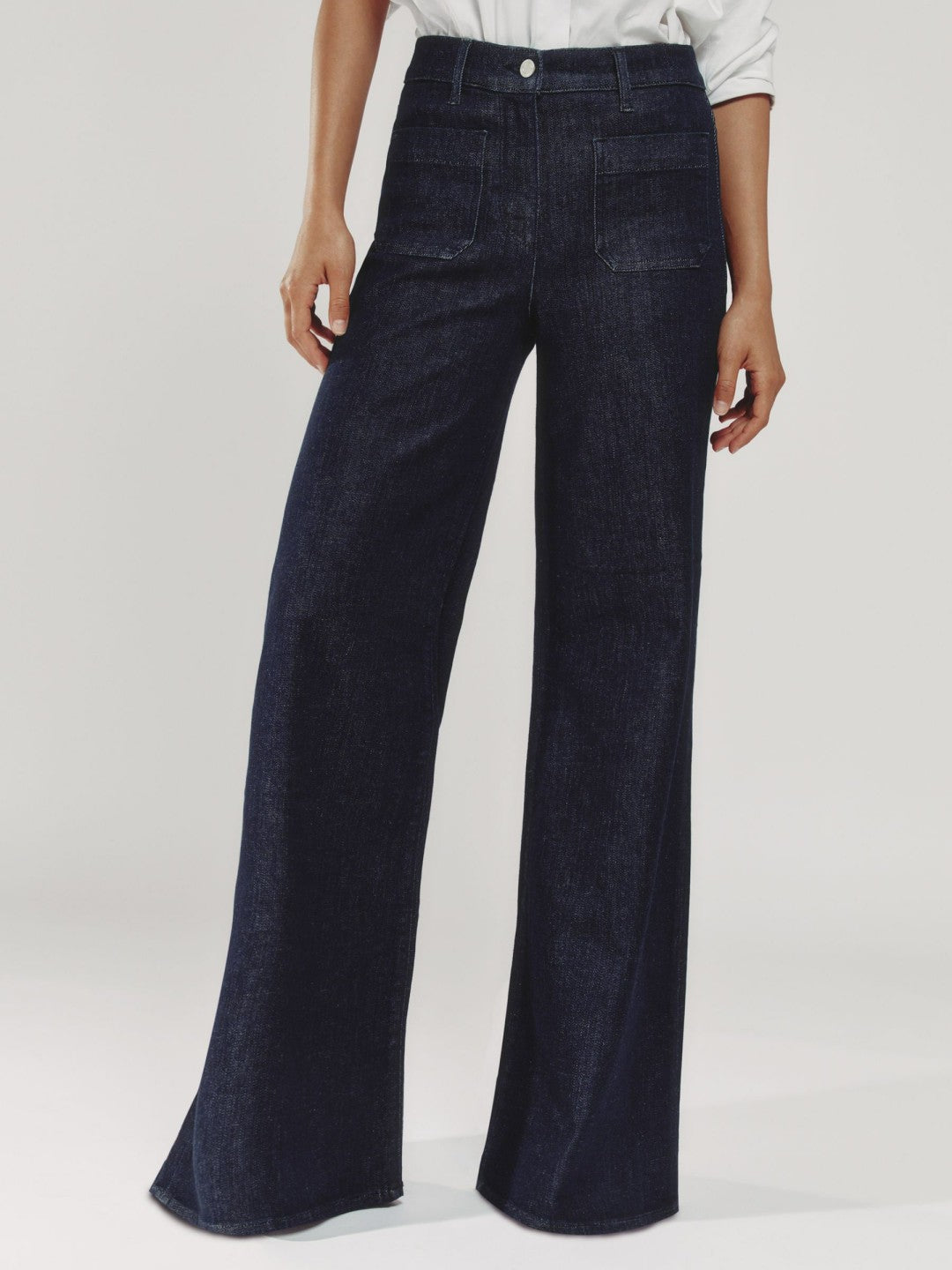 Reiss | Petite Patch Pocket Wide Leg Jeans in Dark Blue