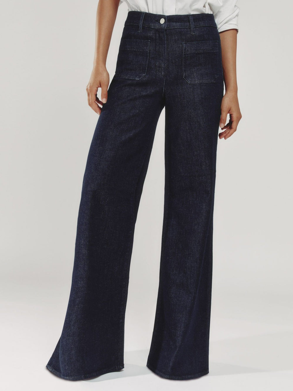 Reiss | Petite Patch Pocket Wide Leg Jeans in Dark Blue