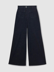 Reiss | Petite Patch Pocket Wide Leg Jeans in Dark Blue