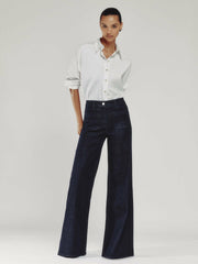 Reiss | Petite Patch Pocket Wide Leg Jeans in Dark Blue