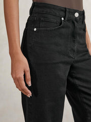 Reiss | Petite Mid Rise Straight Leg Jeans in Black