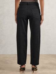 Reiss | Petite Mid Rise Straight Leg Jeans in Black