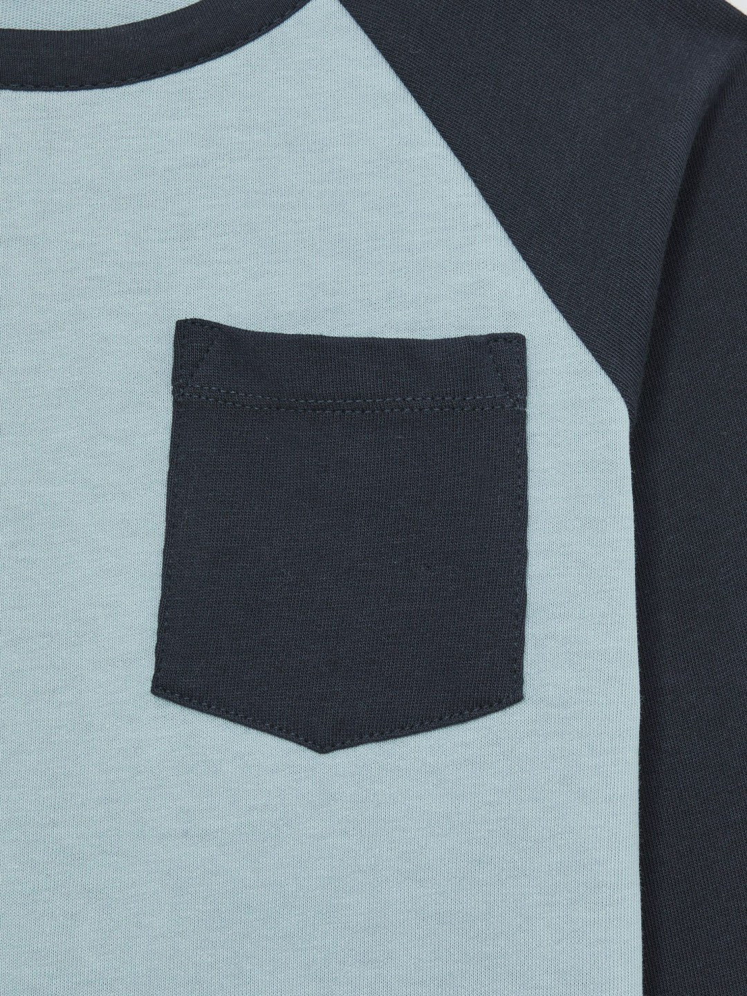 Reiss | 9-13 yrs Cotton Colour-Block Long-Sleeve T-Shirt in Navy Blue