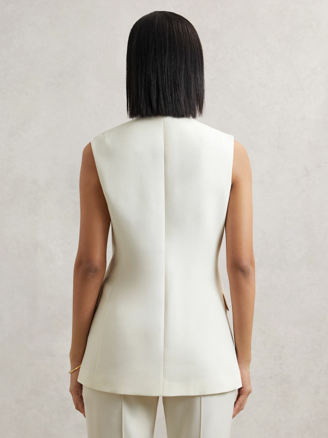 Reiss | High-Neck Longline Waistcoat in Cream